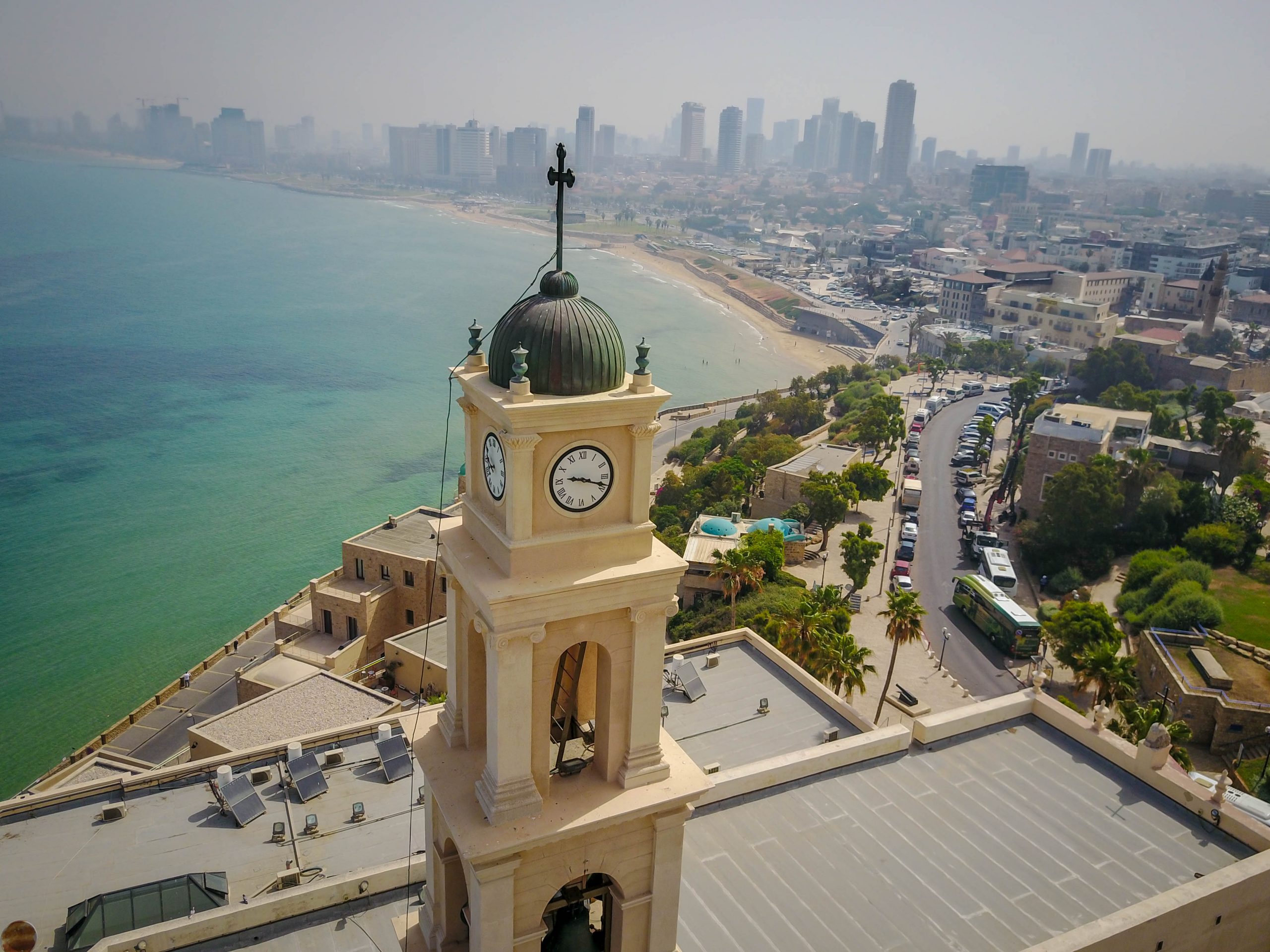 Bell tower, Jaffa, Tel Aviv, Israël, Vue aérienne